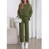 imagePRETTYGARDEN Womens 2 Piece Matching Lounge Sets 2025 Fall Long Sleeve Boatneck Sweatsuit Drawstring Sweatpants Pockets Army GreenMedium