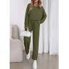 imagePRETTYGARDEN Womens 2 Piece Matching Lounge Sets 2025 Fall Long Sleeve Boatneck Sweatsuit Drawstring Sweatpants Pockets Army GreenMedium