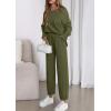 imagePRETTYGARDEN Womens 2 Piece Matching Lounge Sets 2025 Fall Long Sleeve Boatneck Sweatsuit Drawstring Sweatpants Pockets Army GreenMedium