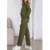 imagePRETTYGARDEN Womens 2 Piece Matching Lounge Sets 2025 Fall Long Sleeve Boatneck Sweatsuit Drawstring Sweatpants Pockets Army GreenMedium