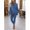 imagePRETTYGARDEN Womens 2 Piece Outfits 2025 Fall Casual Long Sleeve Tunic Tops Legging Pants Matching Lounge Sets SweatsuitsBlue