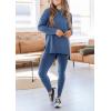 imagePRETTYGARDEN Womens 2 Piece Outfits 2025 Fall Casual Long Sleeve Tunic Tops Legging Pants Matching Lounge Sets SweatsuitsBlue