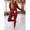 imagePRETTYGARDEN Womens 2 Piece Outfits 2025 Fall Casual Long Sleeve Tunic Tops Legging Pants Matching Lounge Sets SweatsuitsWine Red