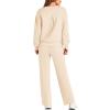 imagePRETTYGARDEN Womens 2 Piece Outfits 2025 Fall Long Sleeve Sweatshirt Wide Leg Pants Lounge Sets Winter Sweatsuits TracksuitBeige