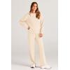 imagePRETTYGARDEN Womens 2 Piece Outfits 2025 Fall Long Sleeve Sweatshirt Wide Leg Pants Lounge Sets Winter Sweatsuits TracksuitBeige