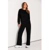 imagePRETTYGARDEN Womens 2 Piece Outfits 2025 Fall Long Sleeve Sweatshirt Wide Leg Pants Lounge Sets Winter Sweatsuits TracksuitBlack