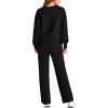 imagePRETTYGARDEN Womens 2 Piece Outfits 2025 Fall Long Sleeve Sweatshirt Wide Leg Pants Lounge Sets Winter Sweatsuits TracksuitBlack