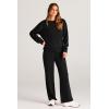 imagePRETTYGARDEN Womens 2 Piece Outfits 2025 Fall Long Sleeve Sweatshirt Wide Leg Pants Lounge Sets Winter Sweatsuits TracksuitBlack