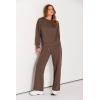 imagePRETTYGARDEN Womens 2 Piece Outfits 2025 Fall Long Sleeve Sweatshirt Wide Leg Pants Lounge Sets Winter Sweatsuits TracksuitBrown