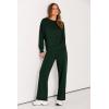 imagePRETTYGARDEN Womens 2 Piece Outfits 2025 Fall Long Sleeve Sweatshirt Wide Leg Pants Lounge Sets Winter Sweatsuits TracksuitDark Green