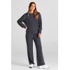 imagePRETTYGARDEN Womens 2 Piece Outfits 2025 Fall Long Sleeve Sweatshirt Wide Leg Pants Lounge Sets Winter Sweatsuits TracksuitDark Grey
