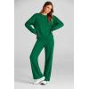 imagePRETTYGARDEN Womens 2 Piece Outfits 2025 Fall Long Sleeve Sweatshirt Wide Leg Pants Lounge Sets Winter Sweatsuits TracksuitGreen