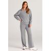 imagePRETTYGARDEN Womens 2 Piece Outfits 2025 Fall Long Sleeve Sweatshirt Wide Leg Pants Lounge Sets Winter Sweatsuits TracksuitGrey