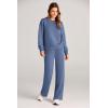 imagePRETTYGARDEN Womens 2 Piece Outfits 2025 Fall Long Sleeve Sweatshirt Wide Leg Pants Lounge Sets Winter Sweatsuits TracksuitGrey Blue