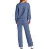 imagePRETTYGARDEN Womens 2 Piece Outfits 2025 Fall Long Sleeve Sweatshirt Wide Leg Pants Lounge Sets Winter Sweatsuits TracksuitGrey Blue