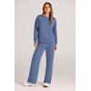 imagePRETTYGARDEN Womens 2 Piece Outfits 2025 Fall Long Sleeve Sweatshirt Wide Leg Pants Lounge Sets Winter Sweatsuits TracksuitGrey Blue