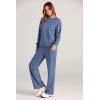 imagePRETTYGARDEN Womens 2 Piece Outfits 2025 Fall Long Sleeve Sweatshirt Wide Leg Pants Lounge Sets Winter Sweatsuits TracksuitGrey Blue
