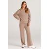 imagePRETTYGARDEN Womens 2 Piece Outfits 2025 Fall Long Sleeve Sweatshirt Wide Leg Pants Lounge Sets Winter Sweatsuits TracksuitKhaki