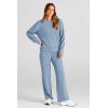 imagePRETTYGARDEN Womens 2 Piece Outfits 2025 Fall Long Sleeve Sweatshirt Wide Leg Pants Lounge Sets Winter Sweatsuits TracksuitLight Blue