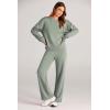 imagePRETTYGARDEN Womens 2 Piece Outfits 2025 Fall Long Sleeve Sweatshirt Wide Leg Pants Lounge Sets Winter Sweatsuits TracksuitLight Green