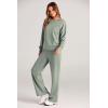 imagePRETTYGARDEN Womens 2 Piece Outfits 2025 Fall Long Sleeve Sweatshirt Wide Leg Pants Lounge Sets Winter Sweatsuits TracksuitLight Green