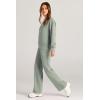 imagePRETTYGARDEN Womens 2 Piece Outfits 2025 Fall Long Sleeve Sweatshirt Wide Leg Pants Lounge Sets Winter Sweatsuits TracksuitLight Green