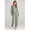imagePRETTYGARDEN Womens 2 Piece Outfits 2025 Fall Long Sleeve Sweatshirt Wide Leg Pants Lounge Sets Winter Sweatsuits TracksuitLight Green