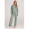 imagePRETTYGARDEN Womens 2 Piece Outfits 2025 Fall Long Sleeve Sweatshirt Wide Leg Pants Lounge Sets Winter Sweatsuits TracksuitLight Green