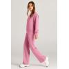 imagePRETTYGARDEN Womens 2 Piece Outfits 2025 Fall Long Sleeve Sweatshirt Wide Leg Pants Lounge Sets Winter Sweatsuits TracksuitPink