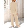 imagePRETTYGARDEN Womens 2 Piece Sets 2025 Fall Casual Textured Button Down Shirt Wide Leg Pants Outfits Loungewear TracksuitApricot