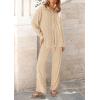 imagePRETTYGARDEN Womens 2 Piece Sets 2025 Fall Casual Textured Button Down Shirt Wide Leg Pants Outfits Loungewear TracksuitApricot