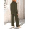imagePRETTYGARDEN Womens 2 Piece Sets 2025 Fall Casual Textured Button Down Shirt Wide Leg Pants Outfits Loungewear TracksuitArmy Green