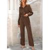 imagePRETTYGARDEN Womens 2 Piece Sets 2025 Fall Casual Textured Button Down Shirt Wide Leg Pants Outfits Loungewear TracksuitCoffee