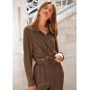 imagePRETTYGARDEN Womens 2 Piece Sets 2025 Fall Casual Textured Button Down Shirt Wide Leg Pants Outfits Loungewear TracksuitCoffee