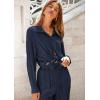 imagePRETTYGARDEN Womens 2 Piece Sets 2025 Fall Casual Textured Button Down Shirt Wide Leg Pants Outfits Loungewear TracksuitDark Blue