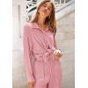imagePRETTYGARDEN Womens 2 Piece Sets 2025 Fall Casual Textured Button Down Shirt Wide Leg Pants Outfits Loungewear TracksuitDusty Pink