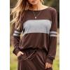 imagePRETTYGARDEN Womens 2 Piece Sets 2025 Long Sleeve Tops High Waisted Sweatpants Lounge Set Fall Fashion Travel OutfitsBrown
