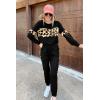imagePRETTYGARDEN Womens 2 Piece Sets 2025 Long Sleeve Tops High Waisted Sweatpants Lounge Set Fall Fashion Travel OutfitsLeopard Black