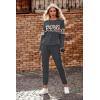 imagePRETTYGARDEN Womens 2 Piece Sets 2025 Long Sleeve Tops High Waisted Sweatpants Lounge Set Fall Fashion Travel OutfitsLeopard Dark Grey