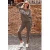 imagePRETTYGARDEN Womens 2 Piece Sets 2025 Long Sleeve Tops High Waisted Sweatpants Lounge Set Fall Fashion Travel OutfitsLeopard Dark Khaki