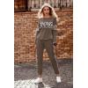 imagePRETTYGARDEN Womens 2 Piece Sets 2025 Long Sleeve Tops High Waisted Sweatpants Lounge Set Fall Fashion Travel OutfitsLeopard Dark Khaki