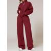 imagePRETTYGARDEN Womens Casual Two Piece Sets Fall 2025 Outfits Quarter Zip Sweatshirts Straight Leg Pants Sweatsuits TracksuitWine Red