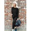 imagePRETTYGARDEN Womens Fall 2 Piece Lounge Set Long Sleeve Tops Ribbed Pants Spring Matching Sweatsuit Travel Outfits ClothesBlack