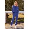 imagePRETTYGARDEN Womens Fall 2 Piece Lounge Set Long Sleeve Tops Ribbed Pants Spring Matching Sweatsuit Travel Outfits ClothesBlue