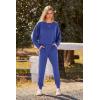 imagePRETTYGARDEN Womens Fall 2 Piece Lounge Set Long Sleeve Tops Ribbed Pants Spring Matching Sweatsuit Travel Outfits ClothesBlue