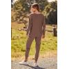 imagePRETTYGARDEN Womens Fall 2 Piece Lounge Set Long Sleeve Tops Ribbed Pants Spring Matching Sweatsuit Travel Outfits ClothesCoffee