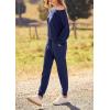imagePRETTYGARDEN Womens Fall 2 Piece Lounge Set Long Sleeve Tops Ribbed Pants Spring Matching Sweatsuit Travel Outfits ClothesDark Blue