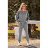 imagePRETTYGARDEN Womens Fall 2 Piece Lounge Set Long Sleeve Tops Ribbed Pants Spring Matching Sweatsuit Travel Outfits ClothesGrey