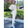imagePRETTYGARDEN Womens Fall 2 Piece Lounge Set Long Sleeve Tops Ribbed Pants Spring Matching Sweatsuit Travel Outfits ClothesWhite