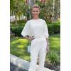 imagePRETTYGARDEN Womens Fall 2 Piece Lounge Set Long Sleeve Tops Ribbed Pants Spring Matching Sweatsuit Travel Outfits ClothesWhite